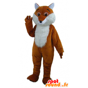 Mascot oransje og hvit rev, søt, hårete - MASFR22993 - Fox Maskoter