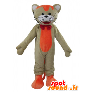 Mascot stor katt, oransje og hvitt, fargerike og smilende - MASFR22996 - Cat Maskoter