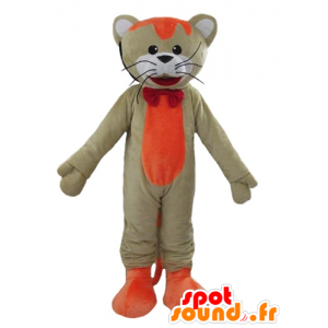 Maskot velká kočka, oranžová a bílá, barevné a usměvavý - MASFR22996 - Cat Maskoti