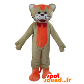 Mascotte grande gatto, arancione e bianco, colorato e sorridente - MASFR22996 - Mascotte gatto