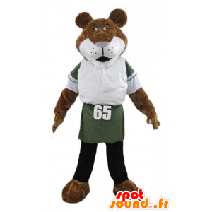 Brown and white tiger mascot, Cat, in sportswear - MASFR22999 - Sports mascot