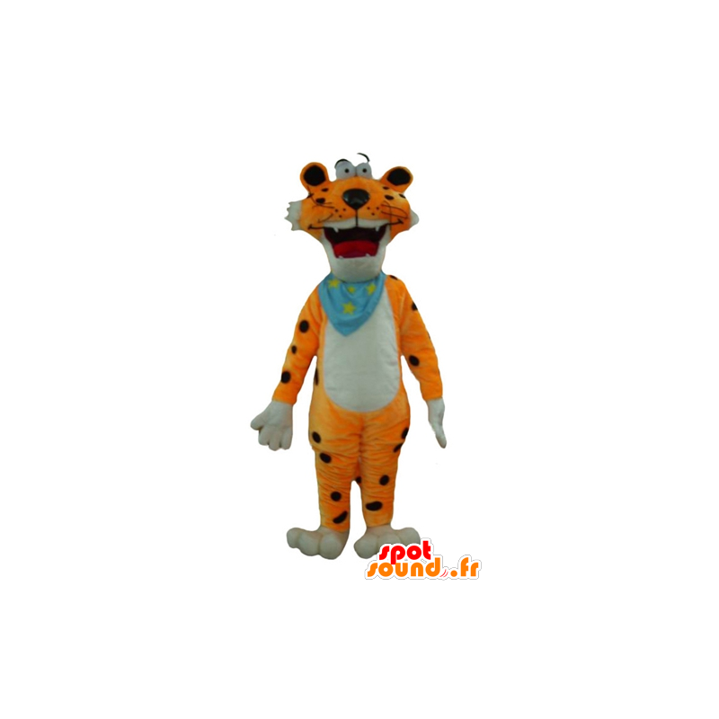 Mascotte de tigre orange, blanc et noir, drôle et coloré - MASFR23006 - Mascottes Tigre