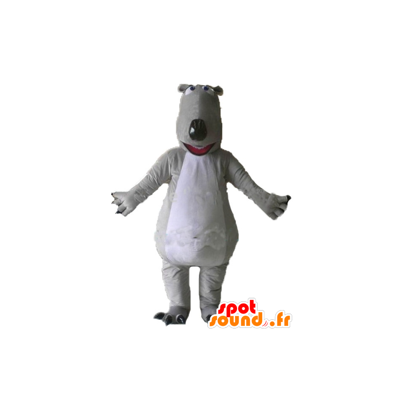 Mascotte d'ours gris et blanc, géant et impressionnant - MASFR23007 - Mascotte d'ours