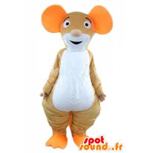 Mouse mascotte bruin, oranje en wit - MASFR23008 - Mouse Mascot