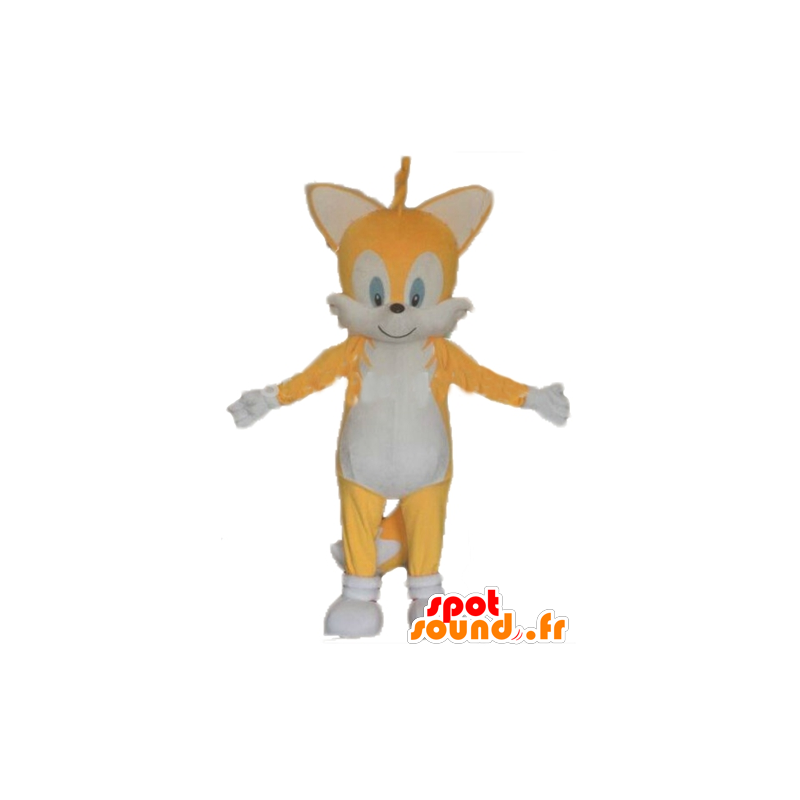 Kat mascotte, geel en wit fox - MASFR23009 - Cat Mascottes