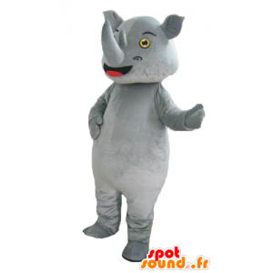 Mascotte de rhinocéros gris, géant et impressionnant - MASFR23012 - Animaux de la jungle