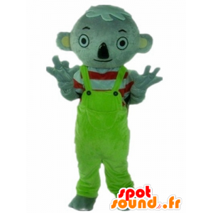 Mascotte grijs koala met een groene jumpsuit - MASFR23017 - Koala Mascottes