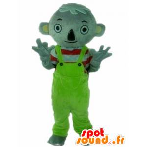 Μασκότ γκρι κοάλα με ένα πράσινο jumpsuit - MASFR23017 - κοάλα μασκότ