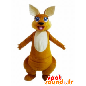 Orange og hvid kænguru-maskot med blå øjne - Spotsound maskot