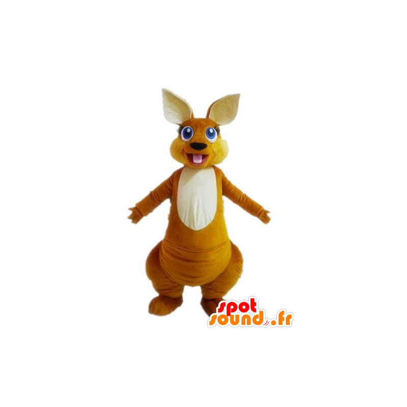 Orange and white kangaroo mascot, blue eyed - MASFR23018 - Kangaroo mascots