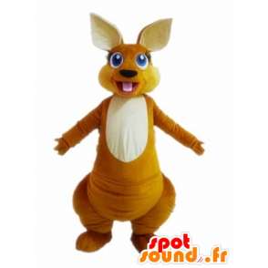 Laranja e branco mascote canguru, olhos azuis - MASFR23018 - mascotes canguru