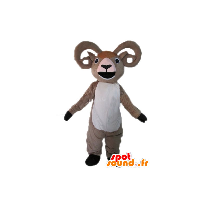 Mascotte de bouc, de bélier gris et blanc, géant - MASFR23019 - Mascottes Boucs et Chèvres