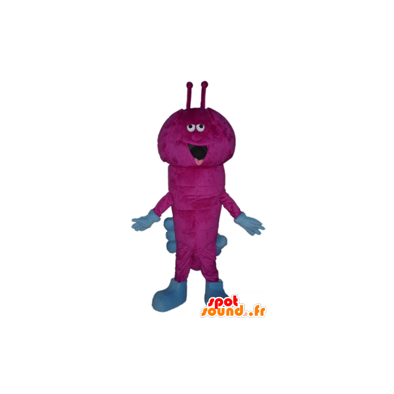 Mascot rosa und blauen Raupe, sehr lustig - MASFR23023 - Maskottchen Insekt