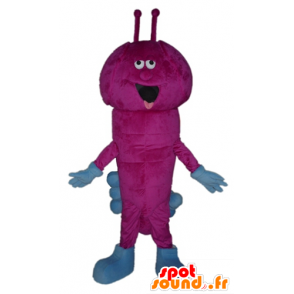 Mascotte de chenille rose et bleue, très rigolote - MASFR23023 - Mascottes Insecte