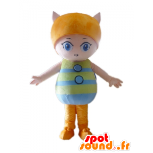 Cat Mascot, rosa og oransje jente - MASFR23025 - Cat Maskoter