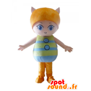 Kissa Mascot, pinkki ja oranssi tyttö - MASFR23025 - kissa Maskotteja