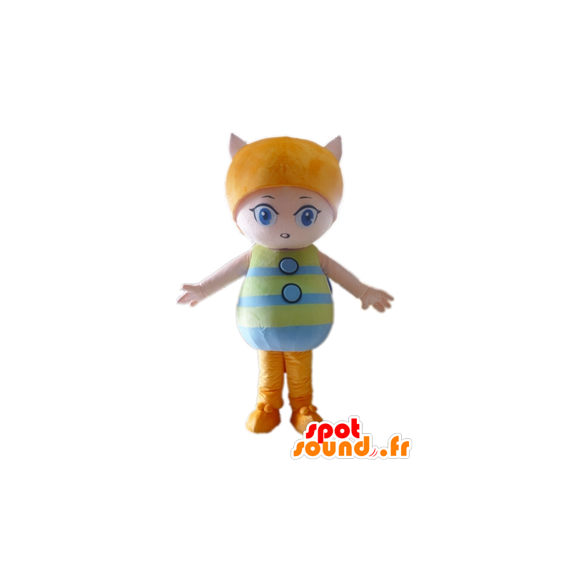Kat maskot, lyserød og orange pige - Spotsound maskot kostume