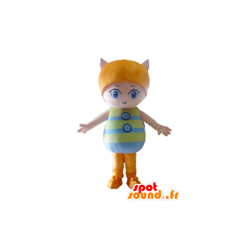 La mascota del gato, de color rosa y una niña de naranja - MASFR23025 - Mascotas gato