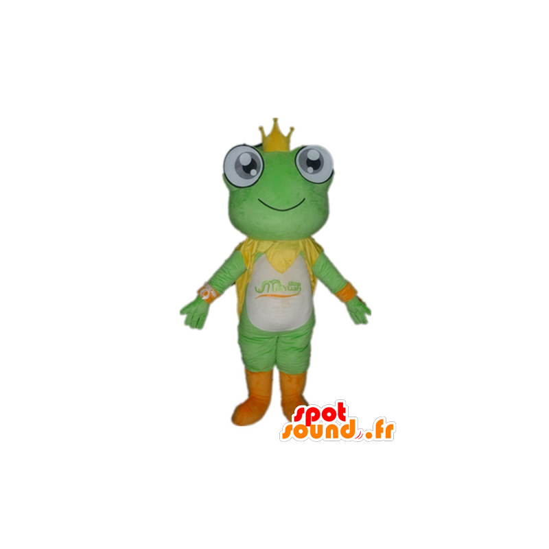 Mascot grønn frosk, hvit og oransje - MASFR23026 - Forest Animals Mascot grønn frosk, hvit og oransje - MASFR23026 - Forest Animals