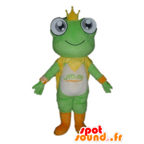 Grön, vit och orange grodamaskot - Spotsound maskot