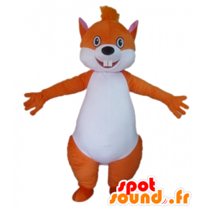 Stor orange og hvid egern maskot - Spotsound maskot kostume