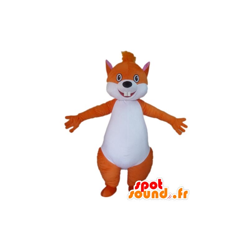 Stor orange og hvid egern maskot - Spotsound maskot kostume