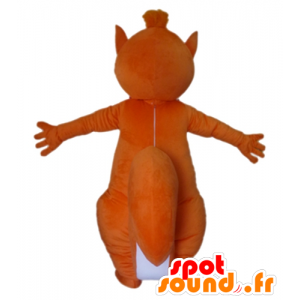 Stor orange og hvid egern maskot - Spotsound maskot kostume