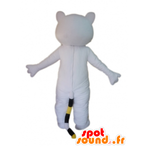 Mascotte de chat blanc et rose, aux yeux vairons - MASFR23029 - Mascottes de chat