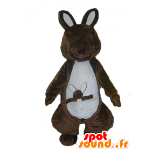 Brun og hvit kenguru maskot med babyen sin - MASFR23031 - Kangaroo maskoter