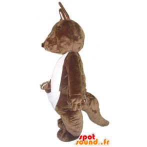 Mascotte de kangourou marron et blanc, avec son bébé - MASFR23031 - Mascottes Kangourou