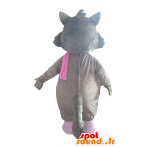 Mascot lobo cinzento, branco e rosa, com óculos - MASFR23032 - lobo Mascotes