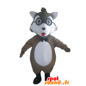 Gray and white wolf mascot with glasses - MASFR23033 - Mascots Wolf