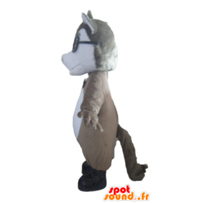 Gray and white wolf mascot with glasses - MASFR23033 - Mascots Wolf