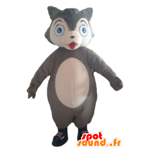 Mascot Wolf grau und rosa, plump und niedlich - MASFR23034 - Maskottchen-Wolf