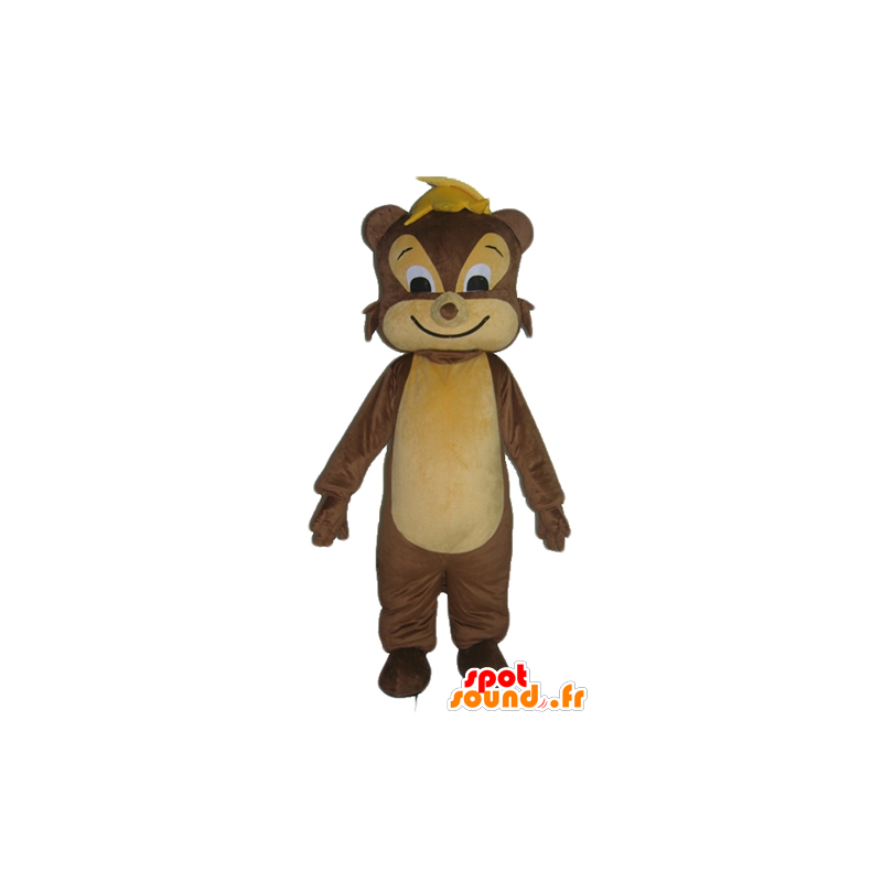 Mascot σκίουρος, καφέ και μπεζ τρωκτικών, χαρούμενη - MASFR23035 - μασκότ σκίουρος