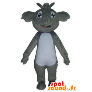 Grigio e bianco Mascotte koala, gigante e sorridente - MASFR23036 - Mascotte Koala