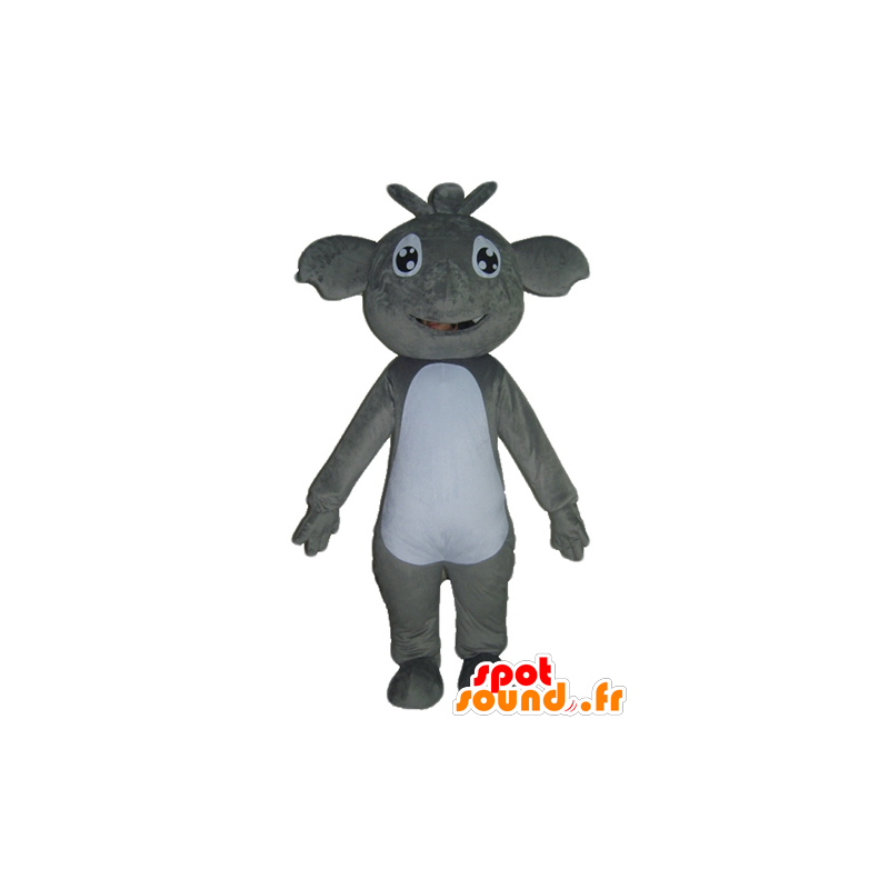 Grigio e bianco Mascotte koala, gigante e sorridente - MASFR23036 - Mascotte Koala