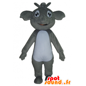 Grå og hvid koala maskot, kæmpe og smilende - Spotsound maskot