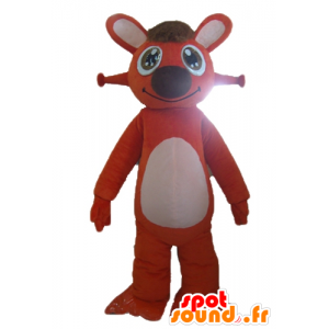 Orange and white rabbit mascot, very cute and smiling - MASFR23037 - Rabbit mascot