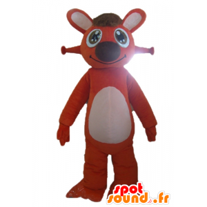 Oranžová a bílá zajíček maskot, velmi roztomilý a usměvavý - MASFR23037 - maskot králíci