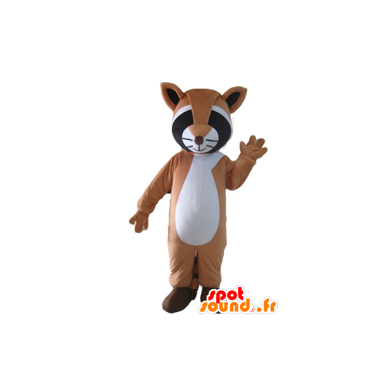 Mascot tricolor wasbeer, bruin, zwart en wit - MASFR23038 - Mascottes van pups