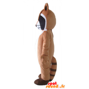 Mascotte de raton laveur tricolore, marron, noir et blanc - MASFR23038 - Mascottes de ratons