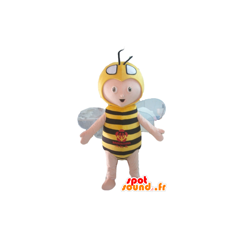 Mascotte de garçon en costume d'abeille, jaune et noire - MASFR23040 - Mascottes Abeille