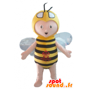 Mascotte de garçon en costume d'abeille, jaune et noire - MASFR23040 - Mascottes Abeille