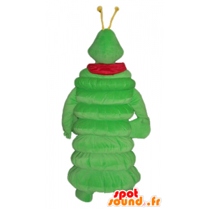 Green caterpillar mascot, a giant with a red scarf - MASFR23043 - Mascots insect