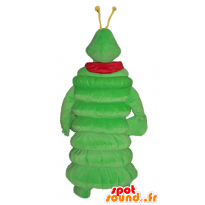 Green caterpillar mascot, a giant with a red scarf - MASFR23043 - Mascots insect