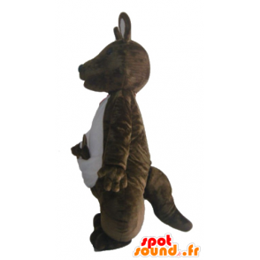 Bruine en witte kangoeroe mascotte met haar baby - MASFR23044 - Kangaroo mascottes