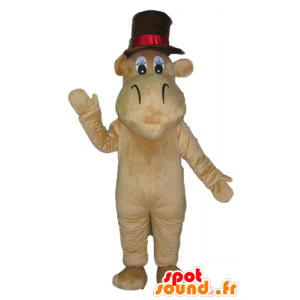 Flodhest maskot, brun kamel med en stor lue - MASFR23048 - Hippo Maskoter