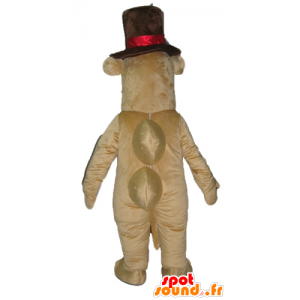 Hippo mascot brown camel with a big hat - MASFR23048 - Mascots hippopotamus