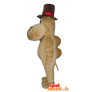 Flodhest maskot, brun kamel med en stor lue - MASFR23048 - Hippo Maskoter